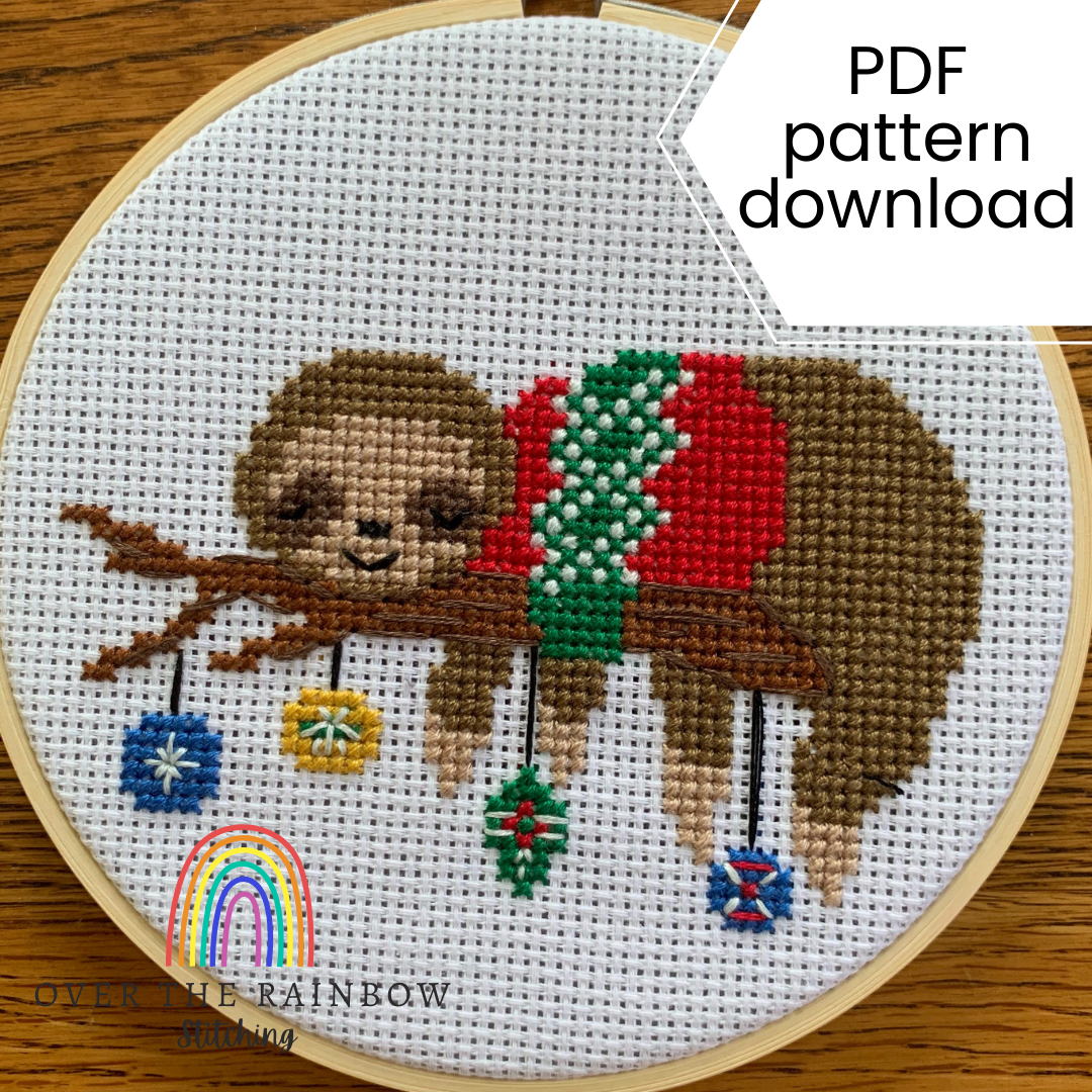 Christmas Holly PDF Cross Stitch Pattern – Happy Sloth Patterns