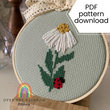 Flower cross stitch pattern - PDF download