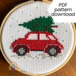 Winter car cross stitch pattern - PDF download