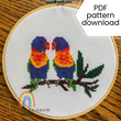 Birds of paradise cross stitch pattern - PDF download