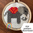 Elephant cross stitch pattern - PDF download