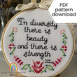 Diversity quote cross stitch pattern - PDF download
